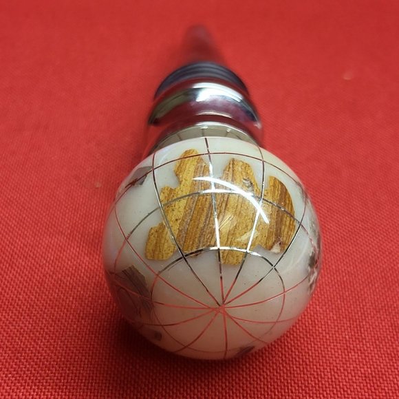 Gemstone World Globe Chrome Base Wine Bottle Stopper Cloisonne Inlaid - Picture 6 of 16